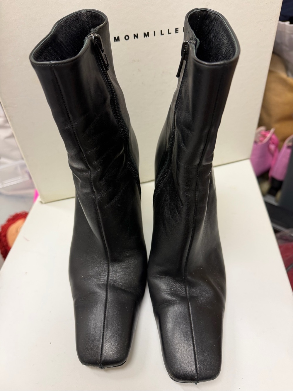 Simon Miller Black Leather Square Toe Ankle Booties